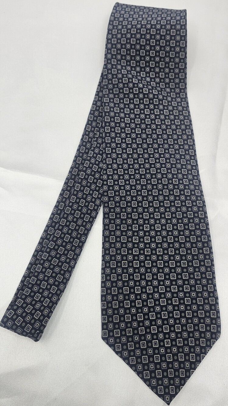 Structure Men's Classic Tie Neck Tie Blue Geometric Silk USA Made NWT